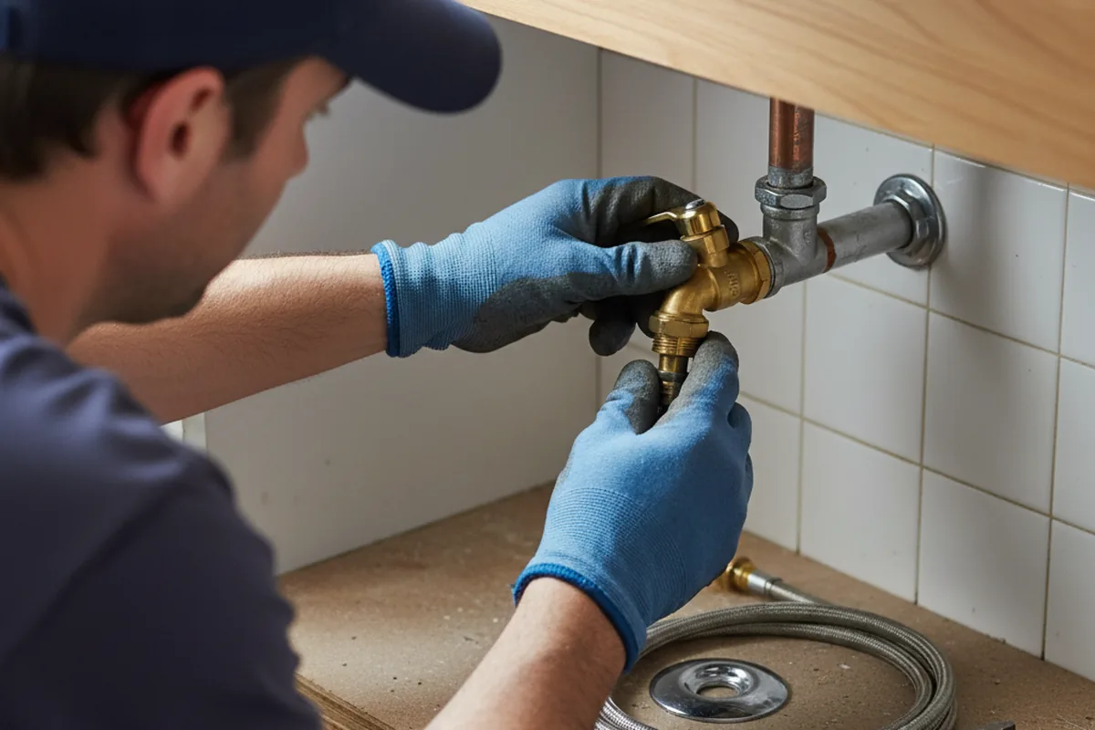 Shutoff valve and fitting work during Well Pump Repair in Madison